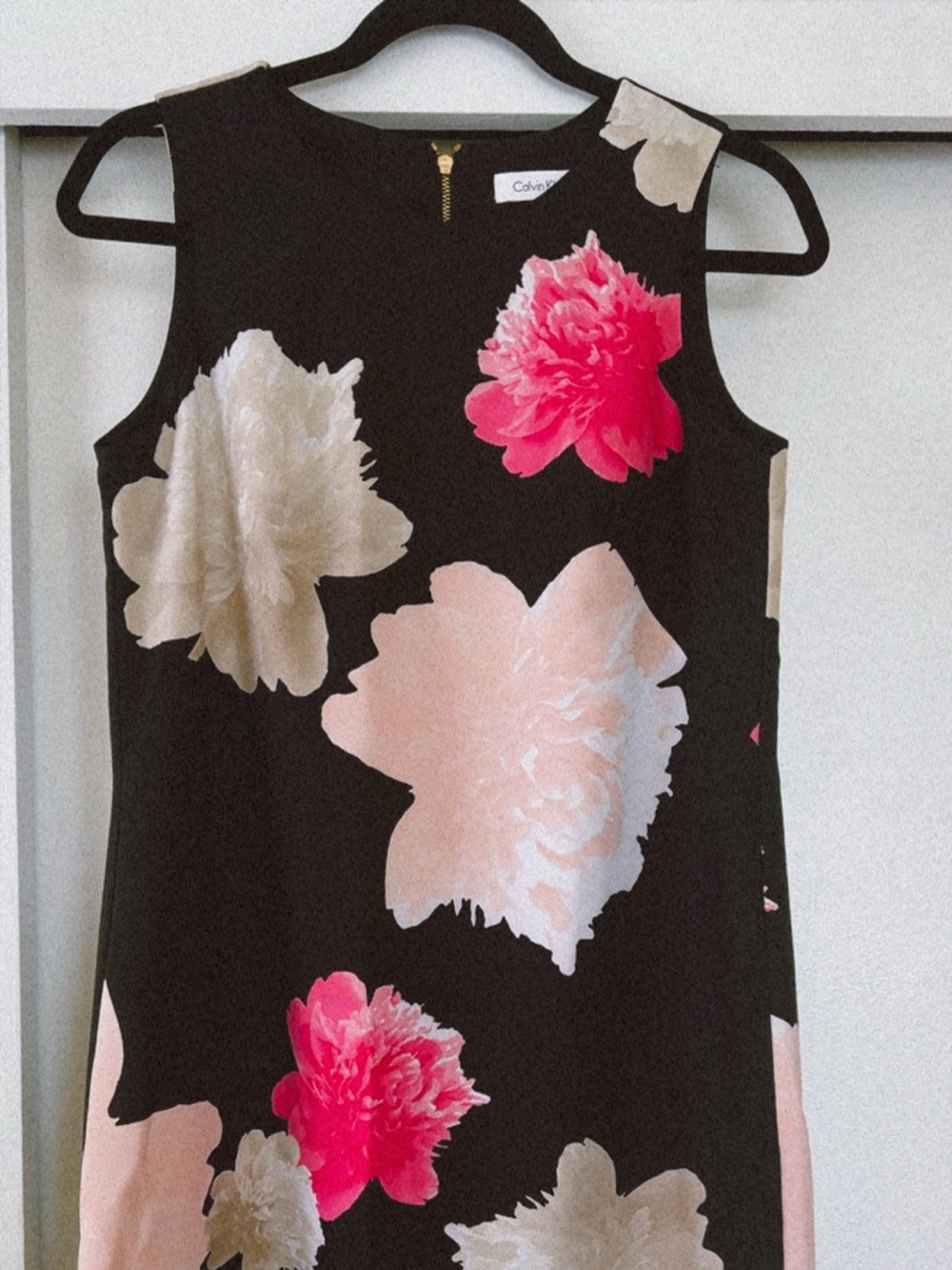 Calvin Klein Black Dress with Pink & Cream Floral Print